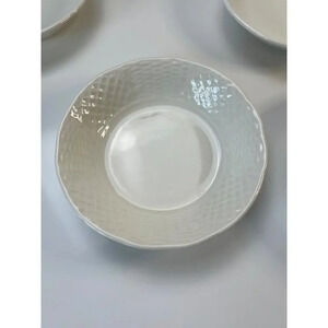 Burleigh Ironstone Staffordshire England White Basketweave Berry Bowls Set of 5